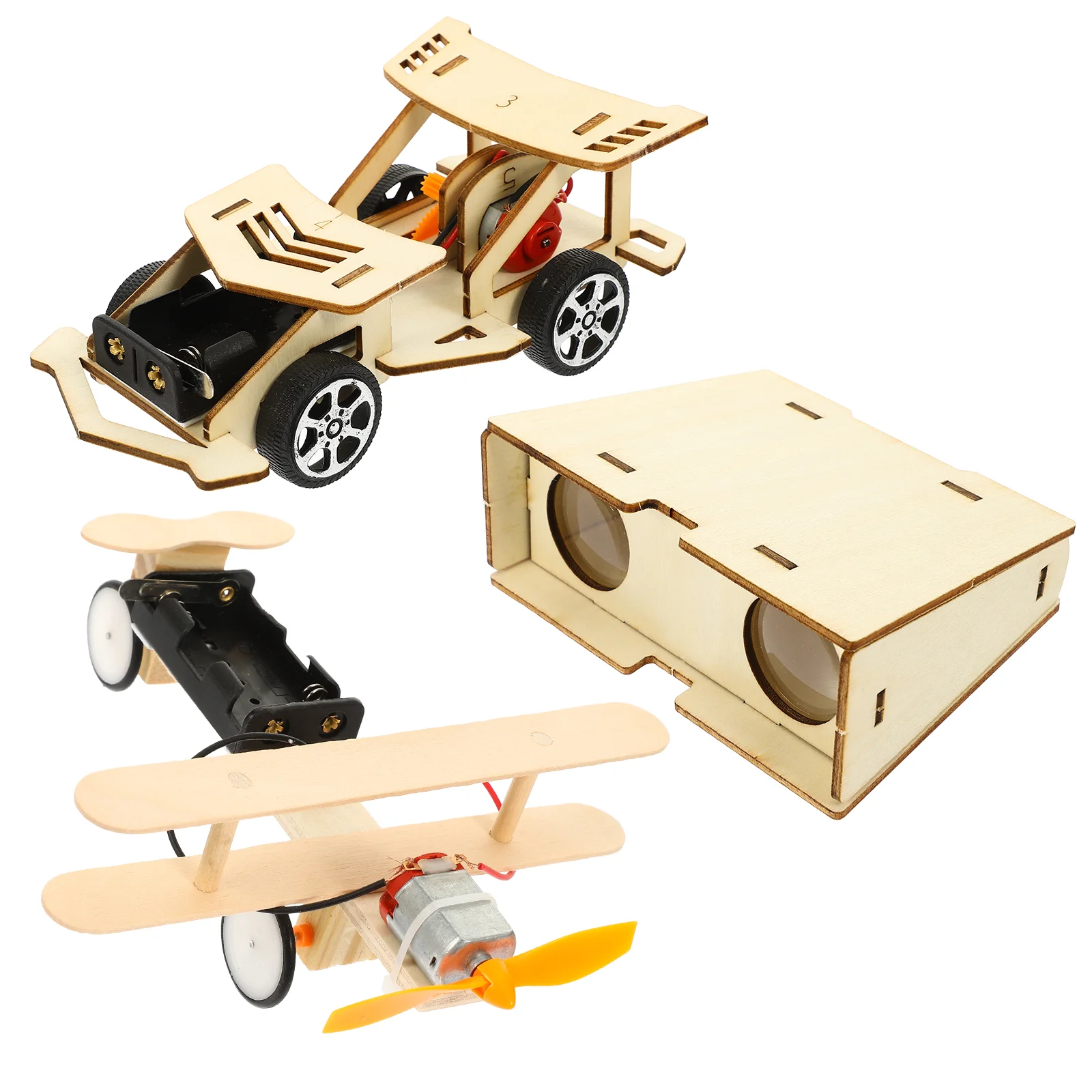 

Assembled Toys Electric Airplane Wooden Kit Planes Power Car Model for Kids DIY