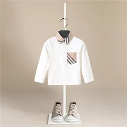 Autumn Korean Baby Boy Girl Fashion Simple Solid  Turndown T-Shirt Kids Breathable Long Sleeve Tops Child Loose Casual Wear