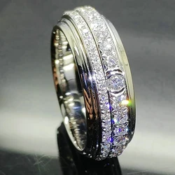 Huitan Creative Promise Rings AA Cubic Zircon Sparkling Wedding Rings for Women Silver Color Engagement Trendy Jewelry Drop Ship