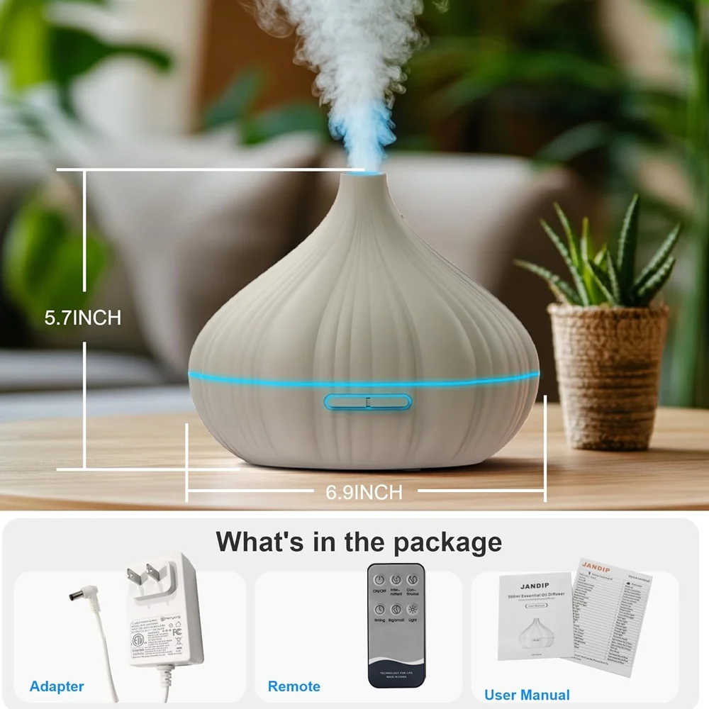 550ml Essential Oil Diffuser with Auto-Off Timer Mist Humidifier Eco-Friendly with Ambient Light for Home Use