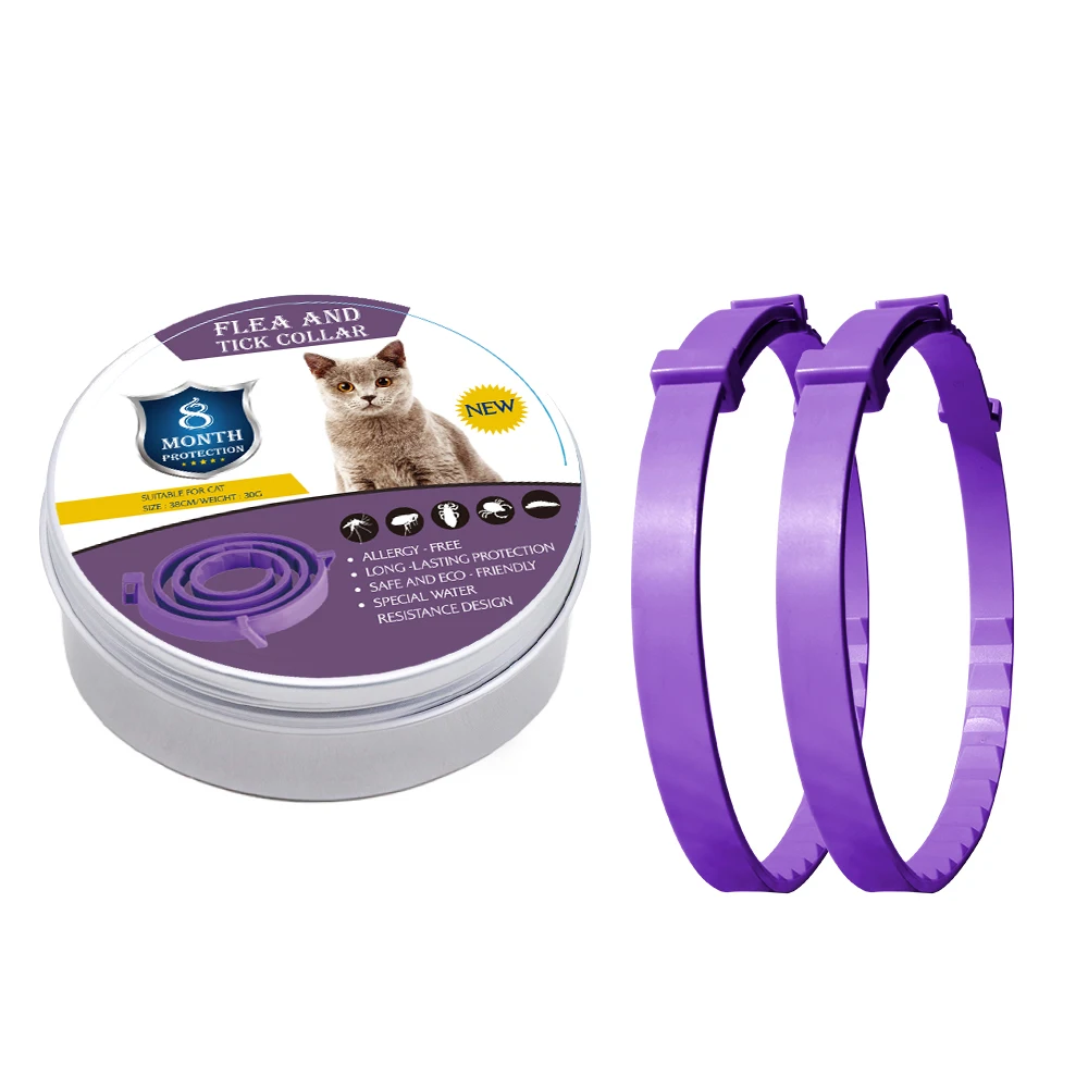 Adjustable 100% Plant Essential Oils 8 Months Lasting Rubber Plastic Solid Ribbon Hot Selling Luxury Dog Cat Collar 2pack