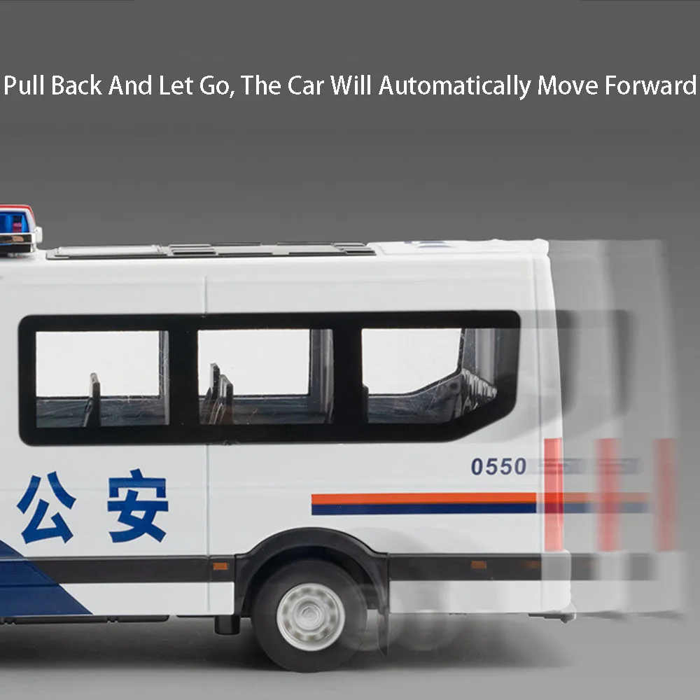 Maßstab 1:24 H2 Polizeiauto Spielzeug Miniaturmodelle Legierung Druckguss Türen geöffnet zurückziehen Sound Licht SWAT Fahrzeug Geschenke für Jungen – Detail 10