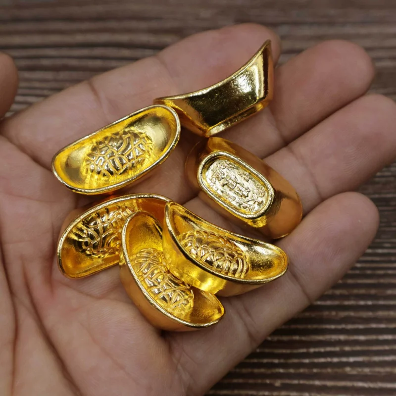 Wholesale 10 Pieces Price Gilding Real Gold Ingot Fortune Furnishings Cornucopia Filled Solid Small Yuanbao Decorations Pure Co