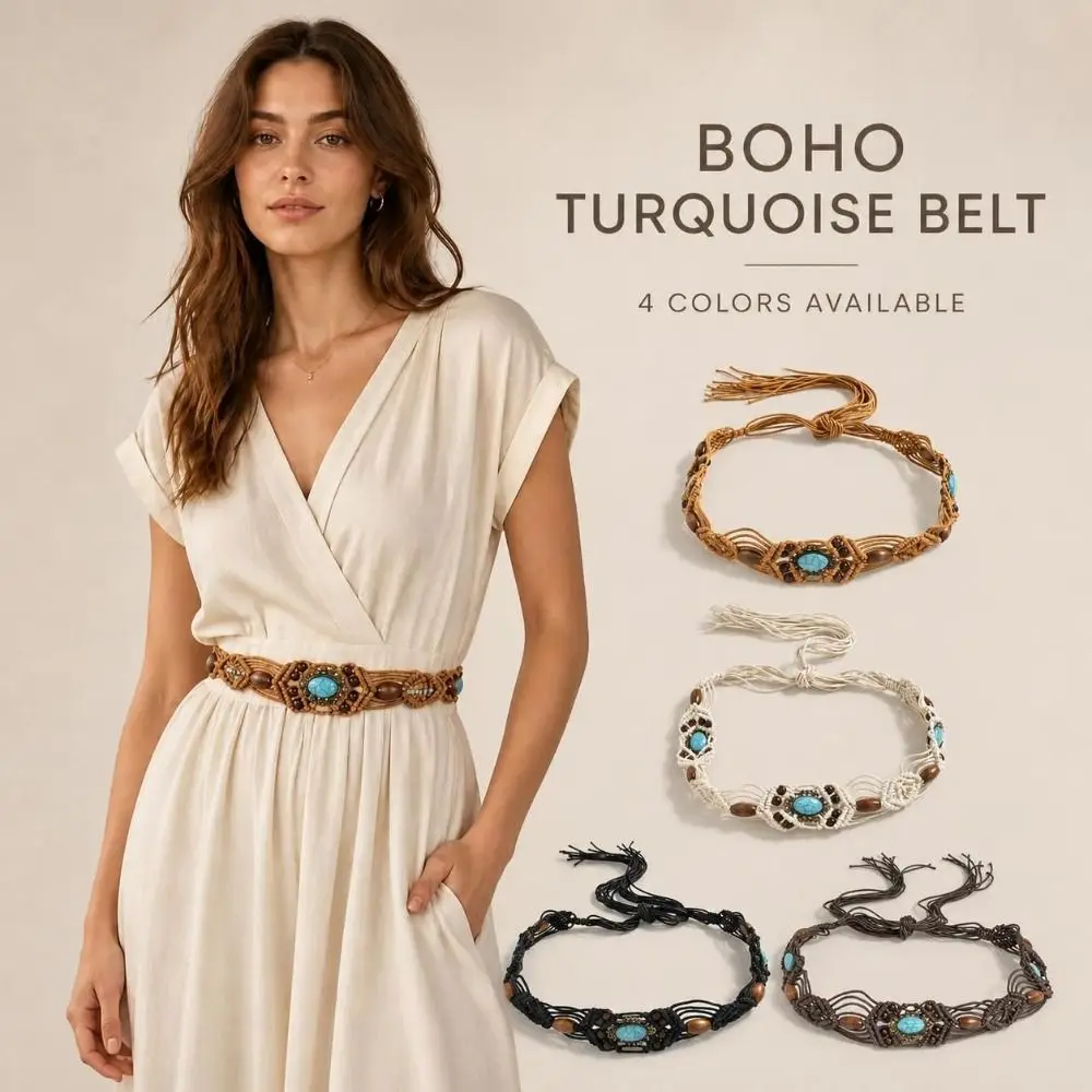 Decoratio Ethnic Style Ethnic Weave Waist Belt Fringed Trim Dress Styling Tassel Waist Chain Braided Waist Belt Women