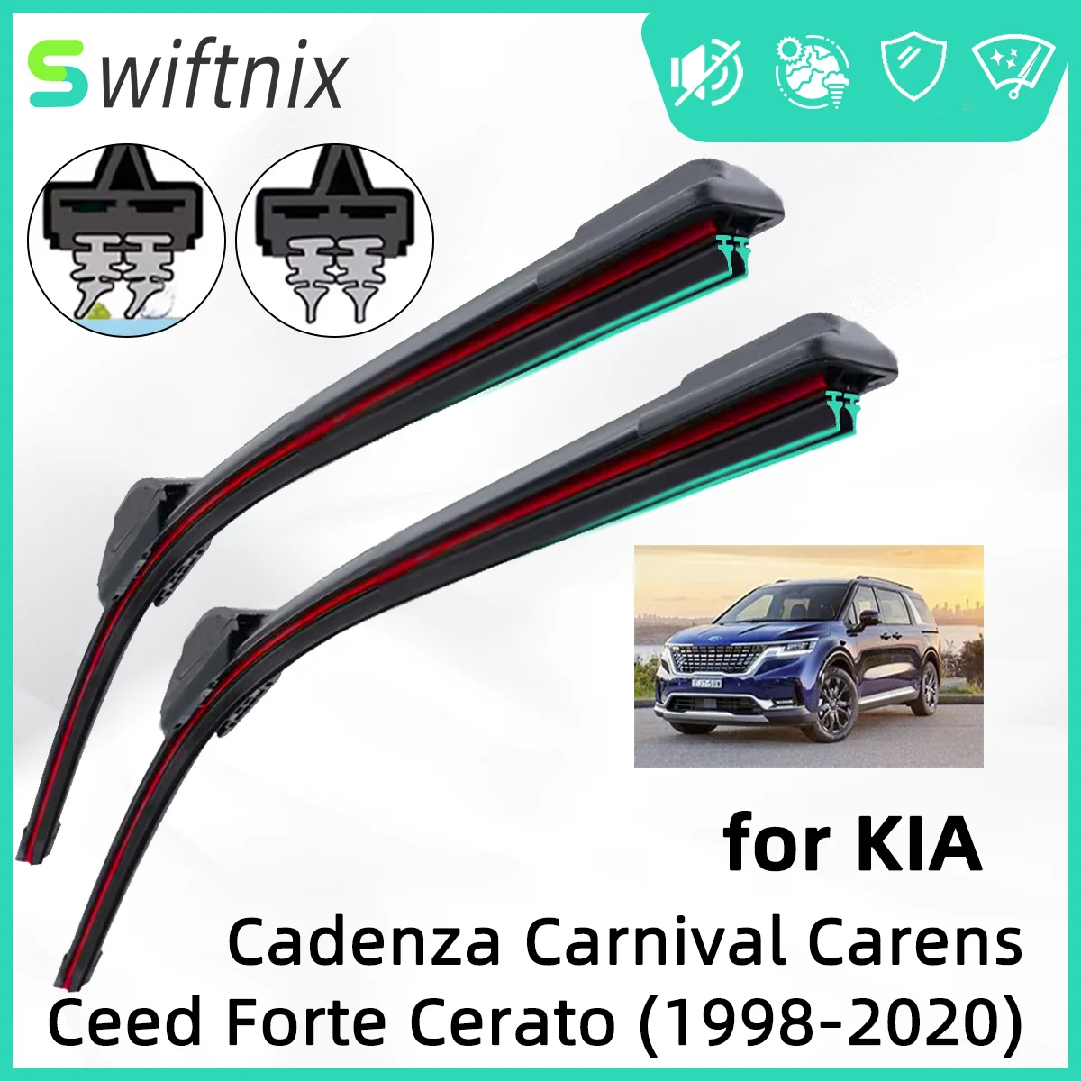 

Double Rubber Car Wiper for KIA Cadenza Carnival VQ YP Ceed ED JD Front Wiper Blades Brushes Cutter Accessories Windscreen