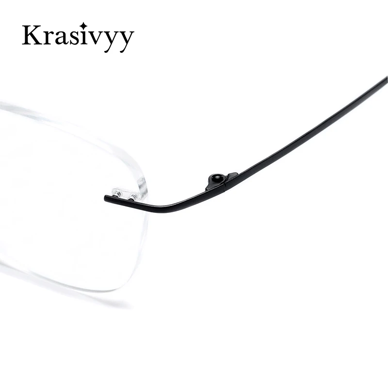 Krasivyy Titanium Glasses Frame Men 2024 New European Design Square Rimless Prescription Eyeglasses Eyewear Frame for Women