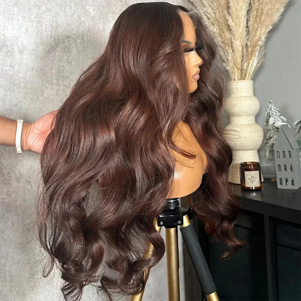 الشوكولاته البني 13x6 HD الدانتيل الباروكات الأمامية 13x4 الدانتيل الشفاف الجبهة خصلات الشعر المستعار الإنسان للنساء براون الجسم موجة قبل قطعها الباروكات