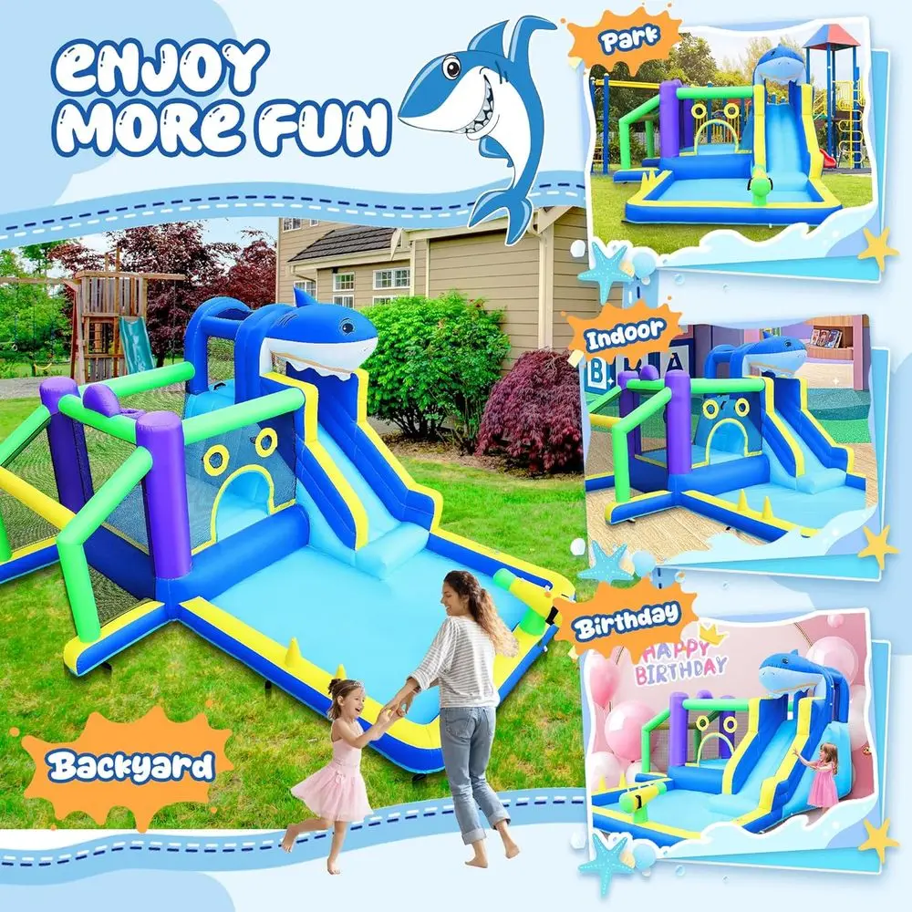 10-in-1 Iatable Bounce House-waterglijbaan voor kinderen, 13,3x11,3FT groot peuterpark met splash-zwembad, springen, klimmuur, water