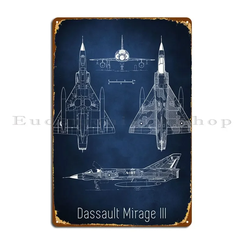 Dassault Mirage Iii Metal Plaque Poster Mural Painting Cave Design Wall Decor Tin Sign Poster