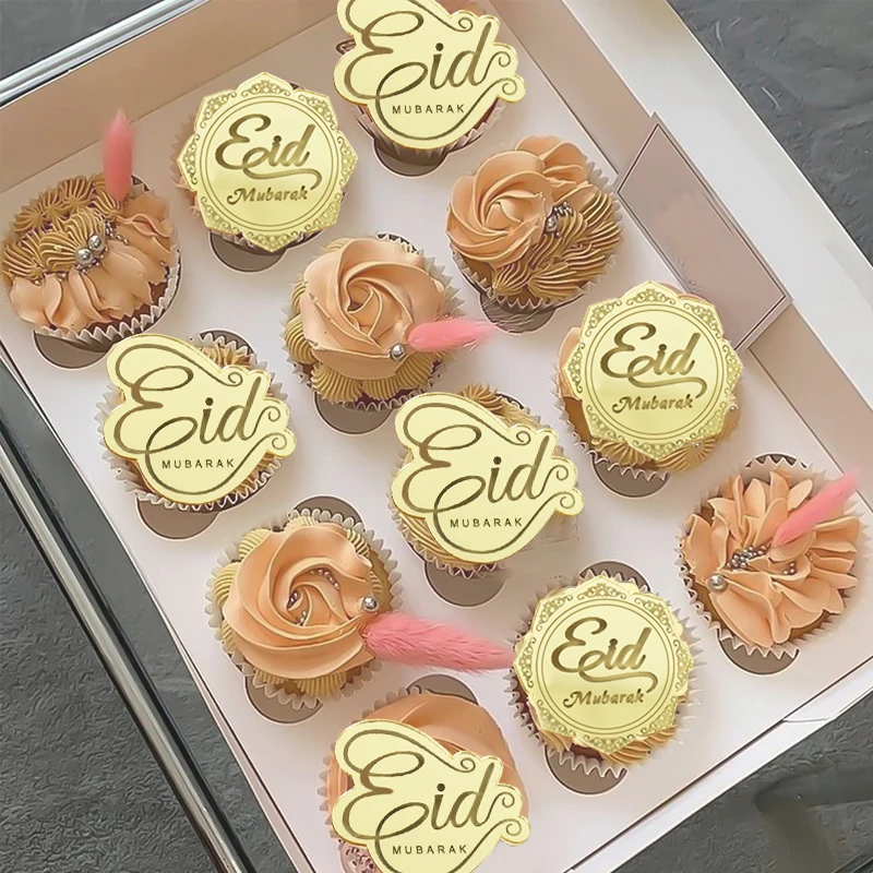 5/10 stücke Eid Mubarak Acryl Cupcake Topper Gold Ramadan Kareem Kuchen Topper Islamischen Muslimischen Festival Party Kuchen DIY Dekorationen