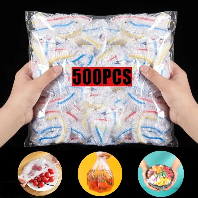 500 Piezas de Bolsas de Plástico para Conservación de Alimentos, Cubiertas Protectoras Desechables para Alimentos, Recipientes para Almacenamiento de Alimentos