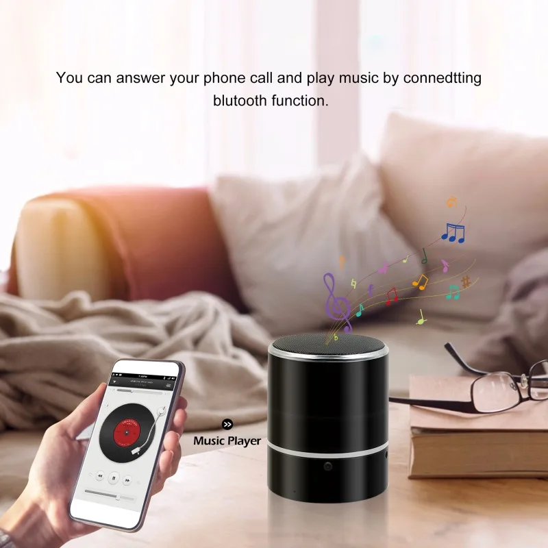 Mini Cameras Bluetooth Speaker Wireless Hidden WiFi Cameras Surveillance 240° Viewing Angle Full Hd 1080P Home Security Monitor