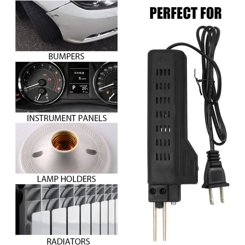 Shkalacar 50W 110V grapadora de plástico caliente, herramienta de reparación de tablero de parachoques de coche DIY con 200 grapas calientes, práctica pistola soldadora de plástico M