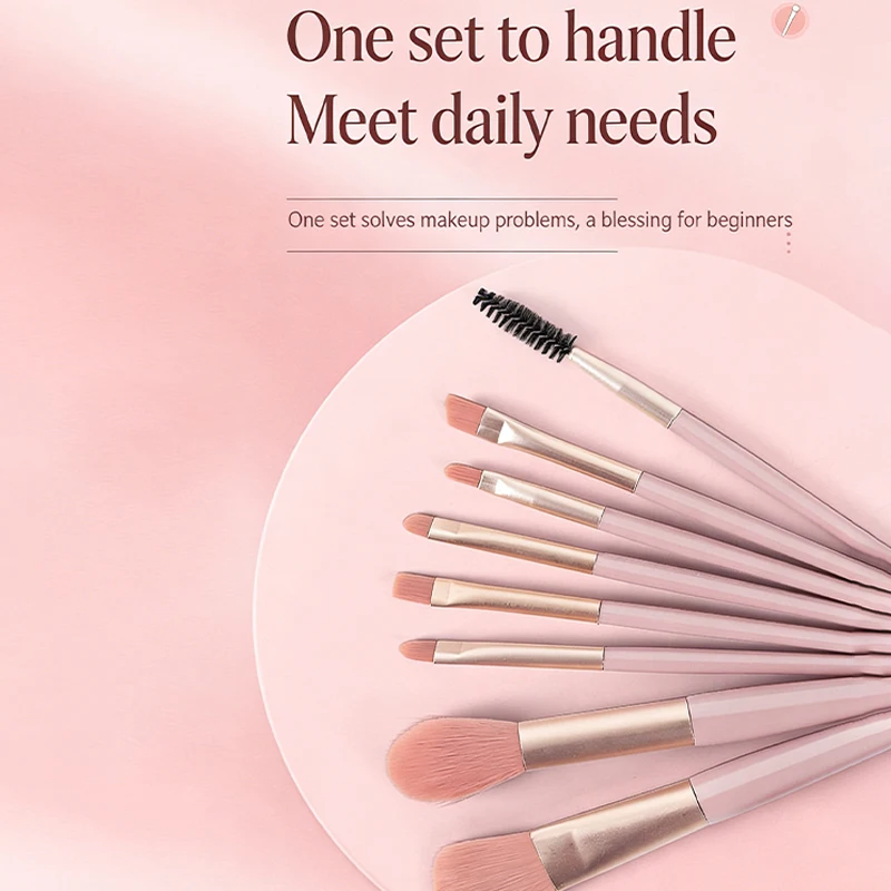 8Pcs Makeup Brush Set Complete Kit for Full Face Foundation Powder Blush Eyeshadow Brushes Soft Synthetic Professional