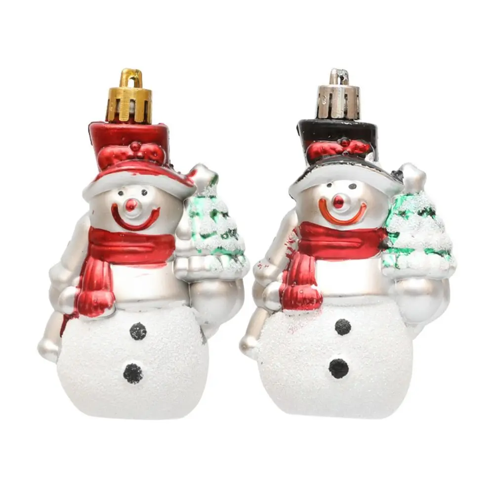 Natal boneco de neve pingente plástico, Papai Noel pendurado ornamentos, artesanato DIY, desenhos animados, requintado, 4pcs