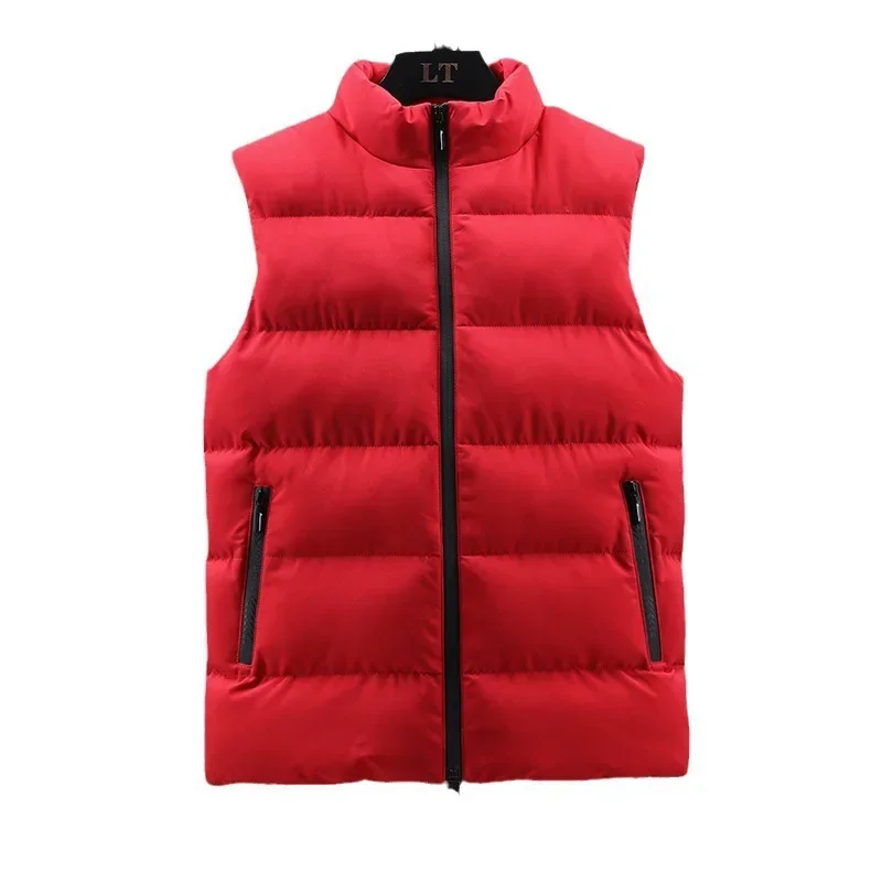 Autumn and Winter Down Cotton Vest Men New Thickened Plus Size Down Cotton Vests Loose Outer Warm Jacket Undershirt with Collar