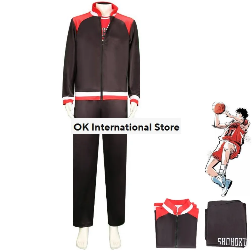 

Anime Slam Dunk Rukawa Kaede Sakuragi Hanamichi Cosplay Costume Black Sportswear Uniform Coat Man Woman Halloween Suit