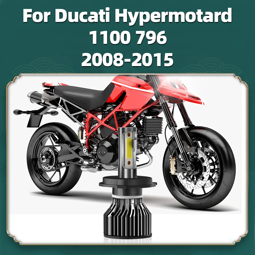1PC LED Motorcycle Headlight For Ducati Hypermotard 1100 796 2008 2009 2010 2011 2012-2015 Turbo Moto Headlamp 6000K 10000LM H4