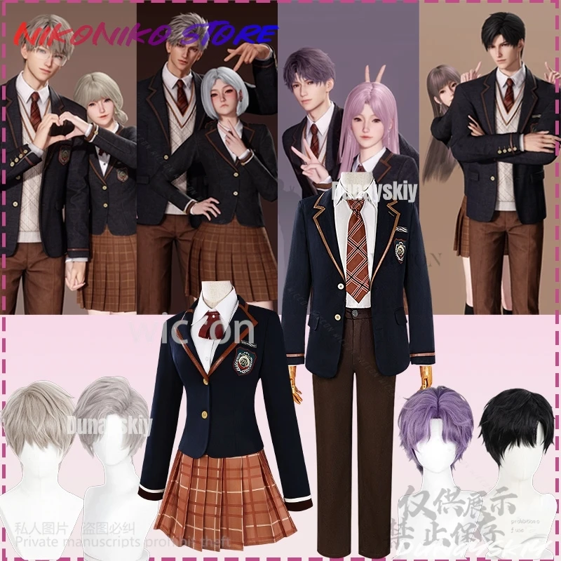 Xavier Sylus Rafayel Zayne 코스프레 Anime Game Love And Deepspace School Uniform Dress Pants Jirai Kei 5 Styles Wigs 코스프레