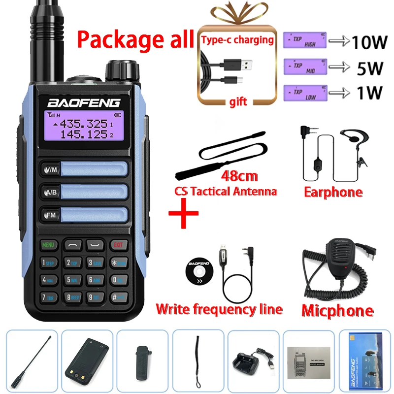 Baofeng professionona-WalkieTalkie Mate, versión V2 de 10W, VHF, UHF, banda Dual, bidireccional, CB Ham, transceptor de Radio portátil, UV-16