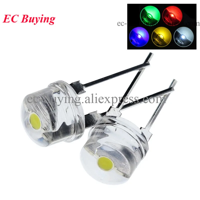 10szt F5 5mm Słomkowy kapelusz Dioda LED Super jasna lampa Przezroczysta dioda elektroluminescencyjna 0,5W Czerwony Żółty Zielony Niebieski Biały Diy — zdjęcie 6