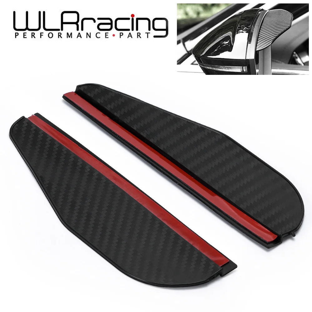 2pcs Car Side Rear View Mirror Rain Eyebrow Visor Carbon Fiber Look Sun Shade Snow Guard Weather Shield Cover Auto Accessories