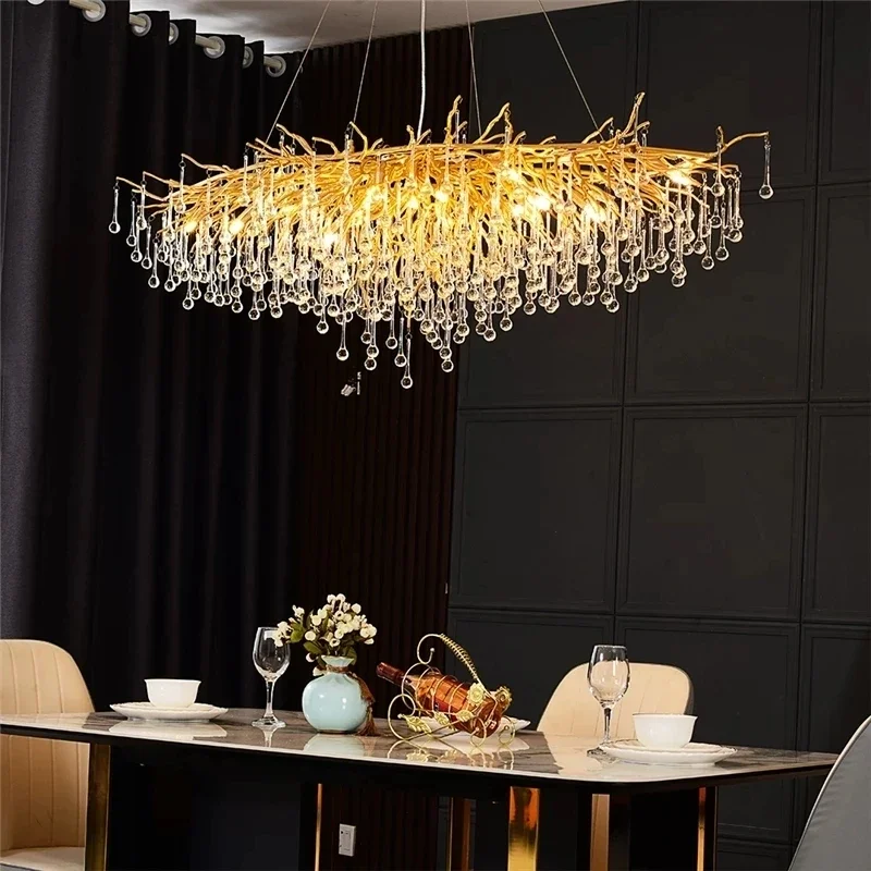 

Modern Crystal Chandelier for Living Room Gold Chrome Ceiling Chandelier Pendant Lights Dining Room Bedroom Light Fixtures