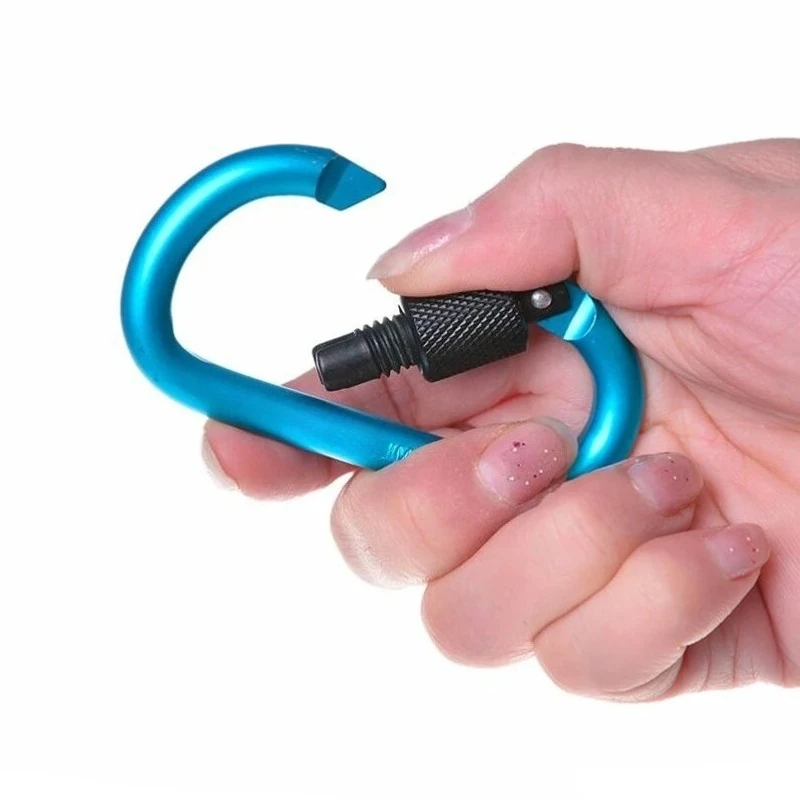 حلقة تسلق كليب مع بوابة المسمار 2 قطعة Carabiners المشي لمسافات طويلة كليب مع 7.5 مللي متر قطر قضيب ألومنيوم EDC معدات التخييم في الهواء الطلق هوك