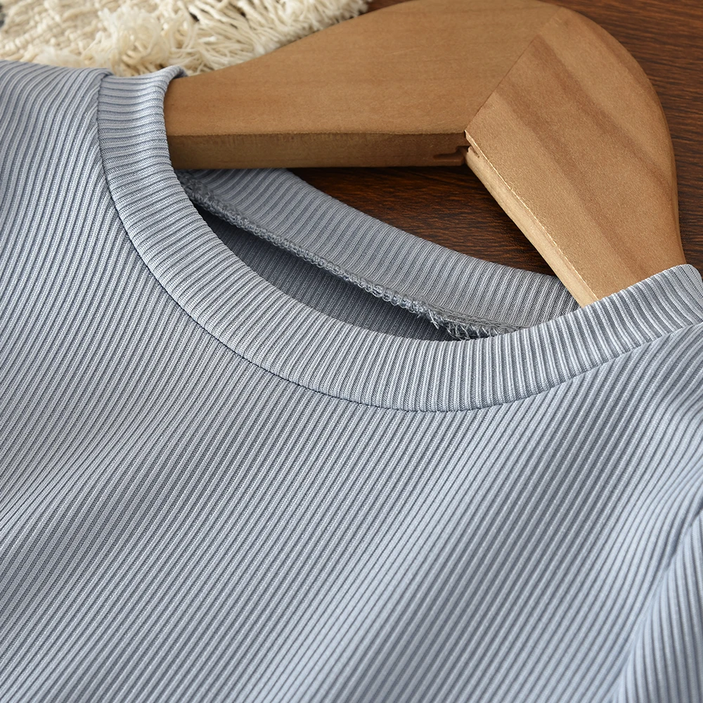 Sommer Koreanischer Stil Kinderkleidung für Mädchen im Alter von 3-7 Jahren Blaues Kurzarm-Oberteil + Weiße Weste + Bedruckte Hose Dreiteiliges Set – Detail 5