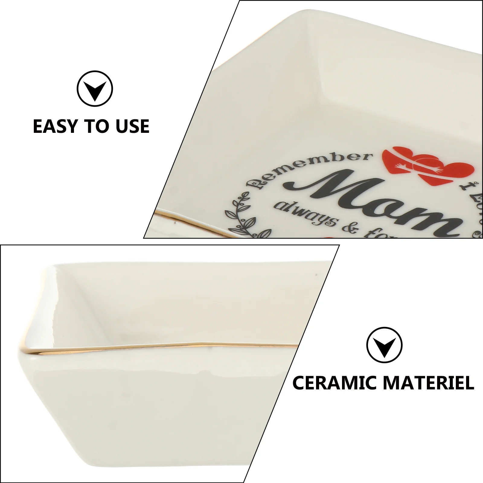2Pcs Ceramic Ring Organizer Display Tray Gold Edge Jewelry Storage Dish for Home Vanity Gift Ring Display Tray