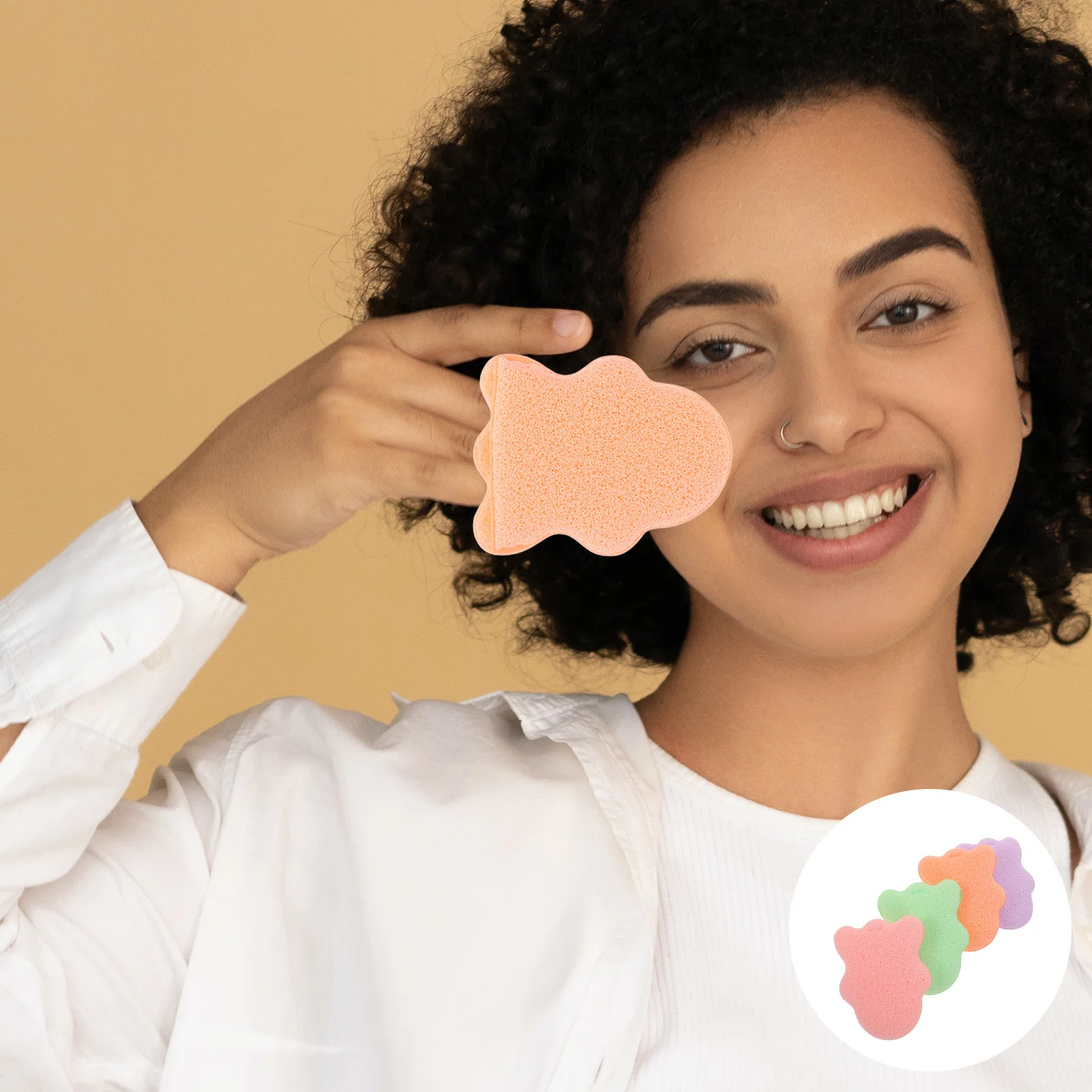 

4Pcs Oversized Thick Facial Cleansing Sponges Soft Cotton Makeup Remover Mud Mask Applicator Tool Face Exfoliator Tool