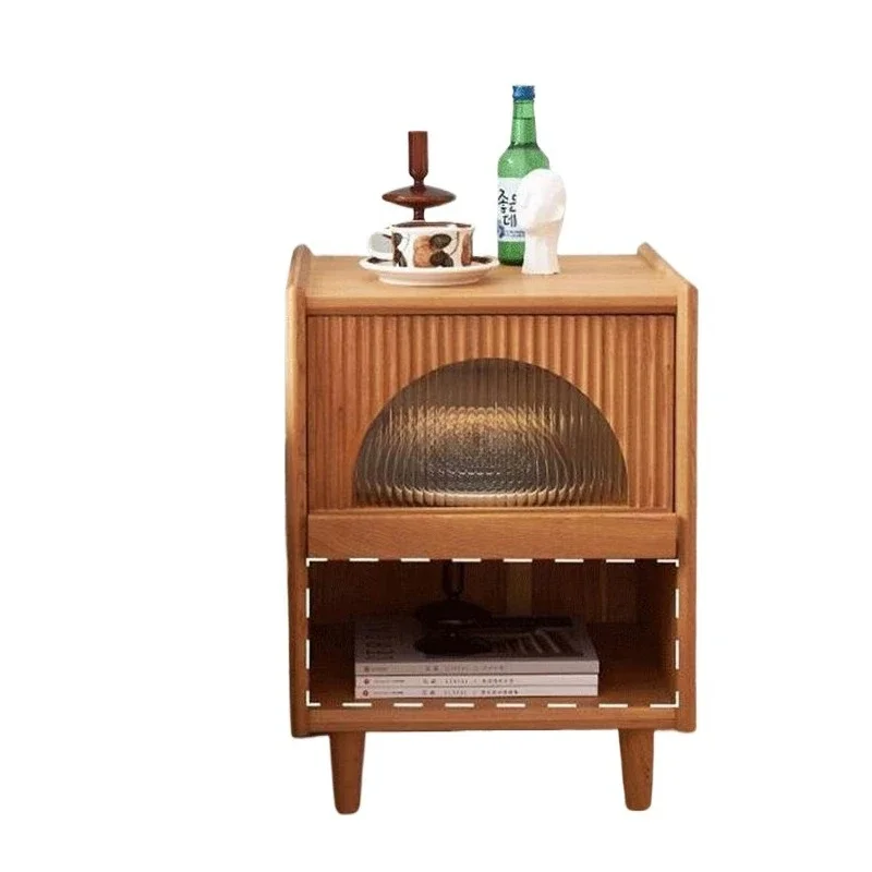 

Solid wood bedside table ultra-narrow mini Nordic Japanese small 30CM bedside table cherry wood black walnut side cabinet