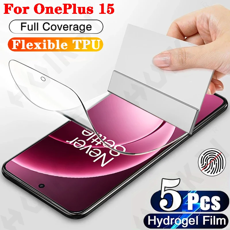 5 قطعة فيلم هيدروجيل ل OnePlus 15 13 12 11 10 Pro Nord 5 CE 5 2025 واقي شاشة منحني مضاد للتجسس حماية كاملة #1