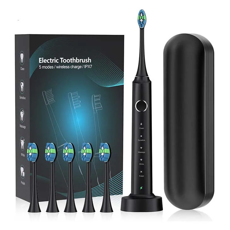 

Portable IPX7 Travel Sonic Electric Toothbrush Replaceable Brush Head Set Soft Electrical Toothbrush for Children Household Use