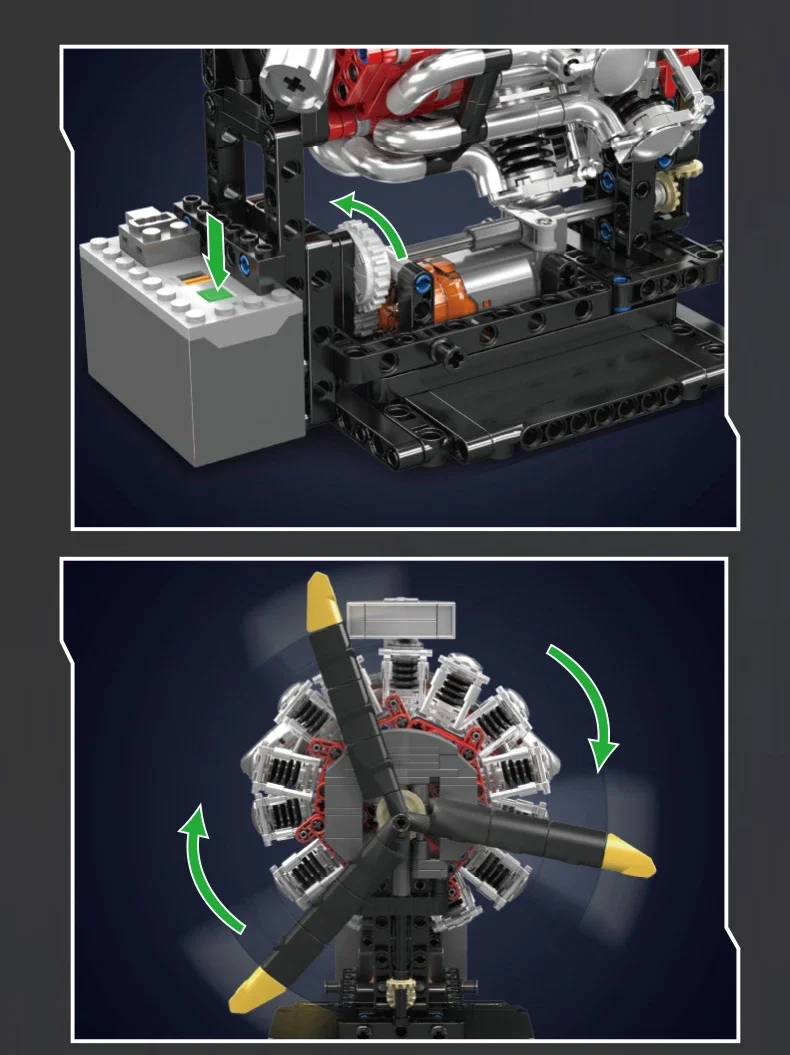 Mould King 10211 Model Silnika Aero Star - 1147 Elementów Klocków DIY STEM Zestaw Klocków Prezent na Boże Narodzenie/Urodziny dla Nastolatków i Dorosłych