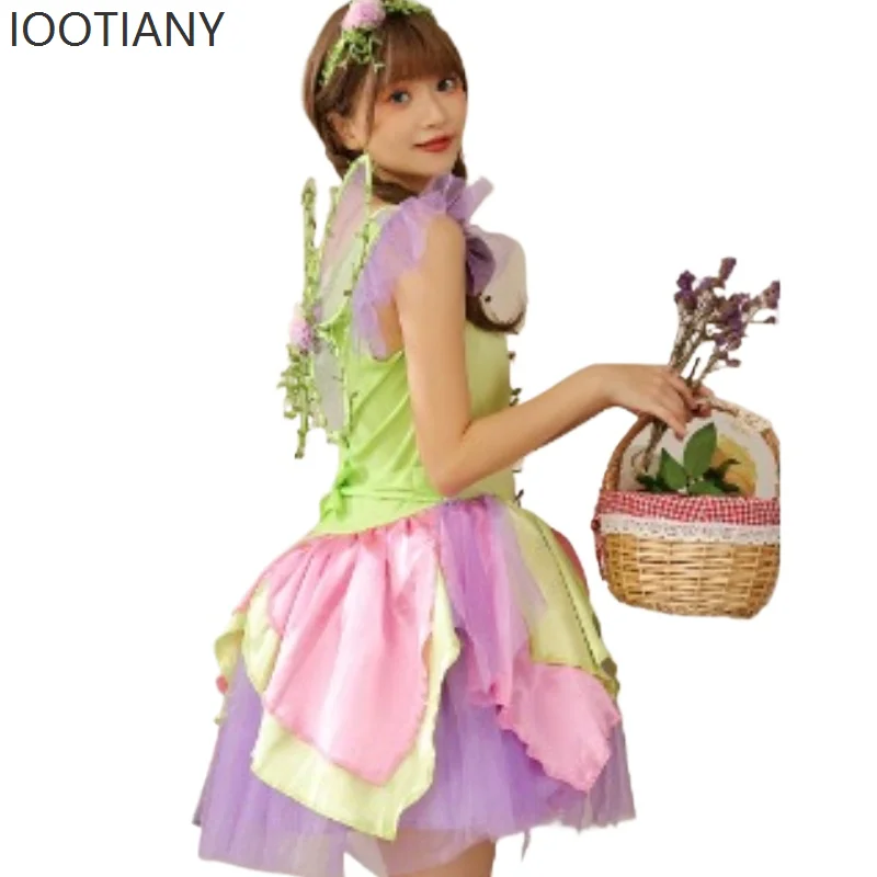 IOOTIANY Halloween Lady Butterfly Wings Fairy Tale Princess Sweet Fresh Dress Role Play Birthday Fancy Dress Party Dress