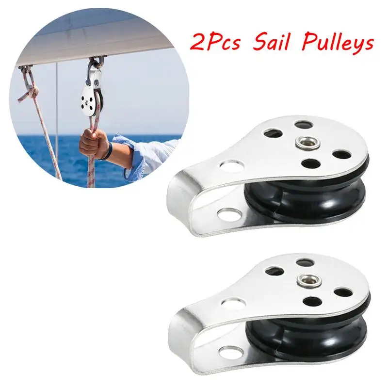 Sail Rope Pulley Block For Yacht & Sailing Boat, 316 Stainless Steel, Load Capacity Up to 50KG for Dog Roller, Clothesline, 2Pcs