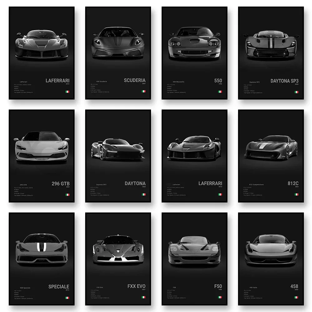 

SF90 812C Холст Настенный Художественный Принт Плакат F50 F40 F80 Спортивный Автомобиль Украшения Живопись Современное Украшение Дома Картина Любитель Автомобиля Подарок