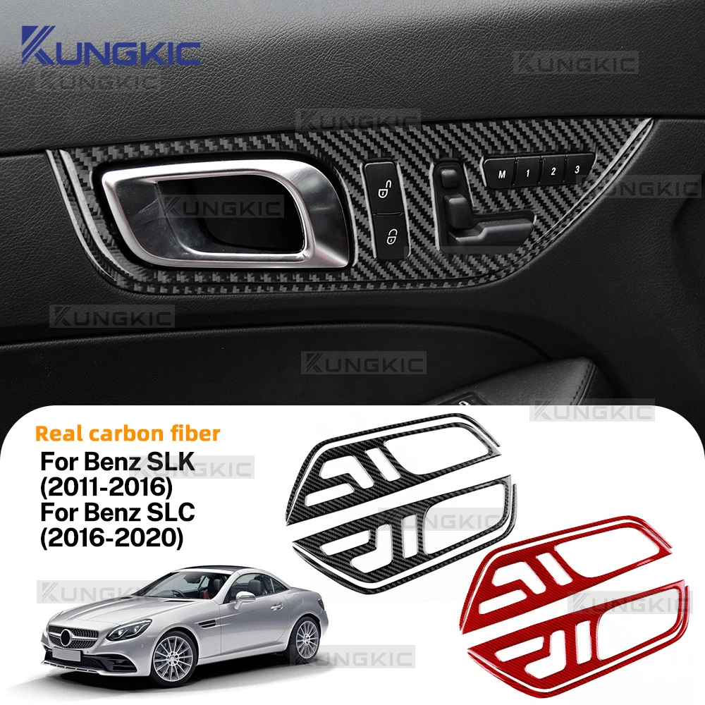 

Наклейка на рамку внутренней дверной ручки из настоящего углеродного волокна для Benz SLK 2011-2016 для Benz SLC 2016-2020 LHD RHD, автомобильные аксессуары