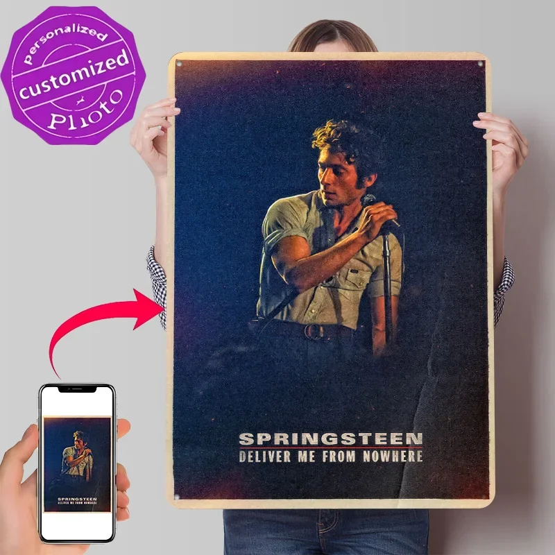 Bruce Springsteen 'Deliver Me From Nowhere' Personalized 3D Textured Metal Poster Wall Art Tinplate Sign for Room Decor House