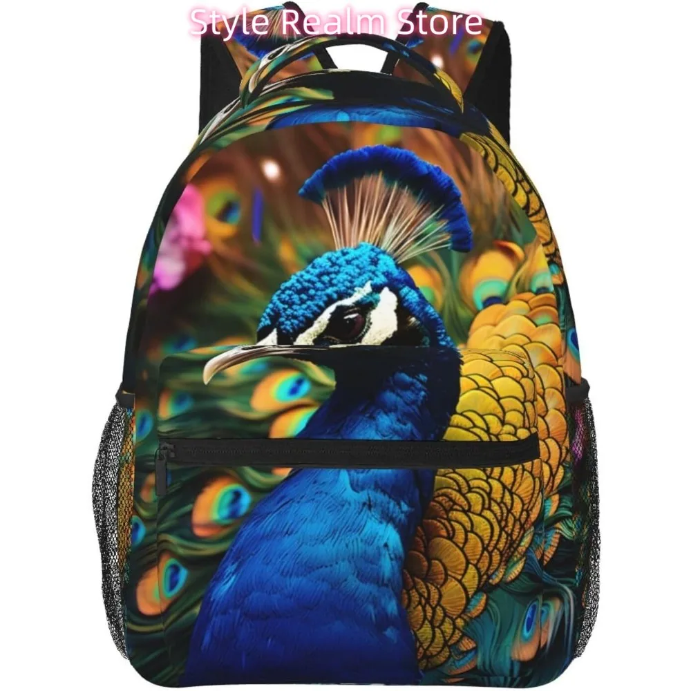 

Funny Peacock Lightweight Laptop Backpack Lightweight Multipurpose Travel Casual Daypack Unisex College Backapcks for Men Women