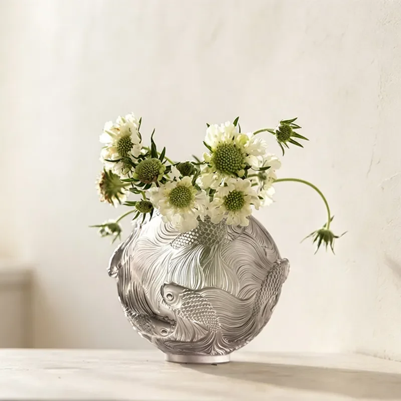 Creative Retro Round Transparent Vase Duck Shape Home Decor Living Room Ornament Modern Minimalist Flower Arrangement