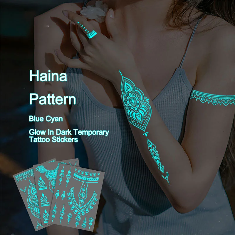 

~Glow In Dark Temporary Tattoo Stickers Temporary Waterproof Long Lasting Tattoos Stickers