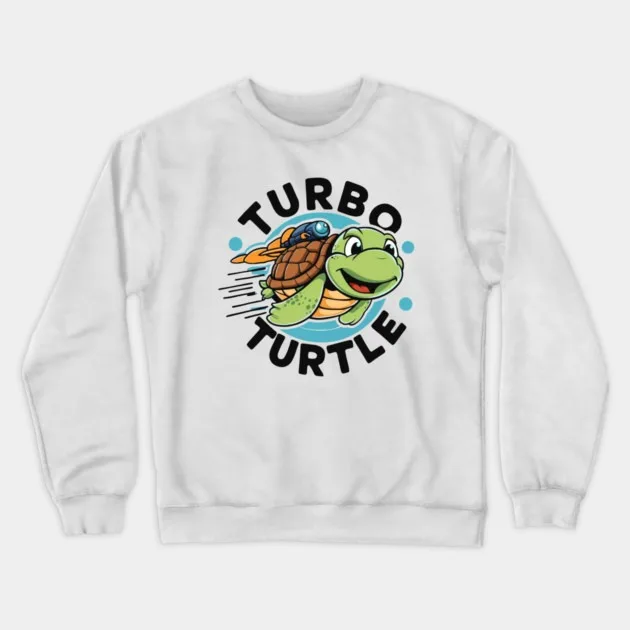 

Autumn and Winter Turbo Turtle Humor Sweatshirt, "Turbo Turtle Icon Graphic" for A Trendy Look