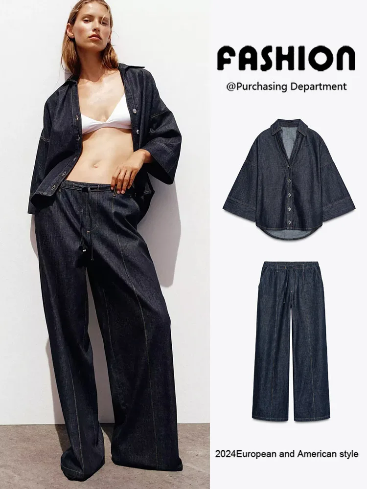 

New Autumn Women's Denim irt Casual Jeans 748452 407 74845 Loose Fit Long Sve Button up Sle in Faion Trend