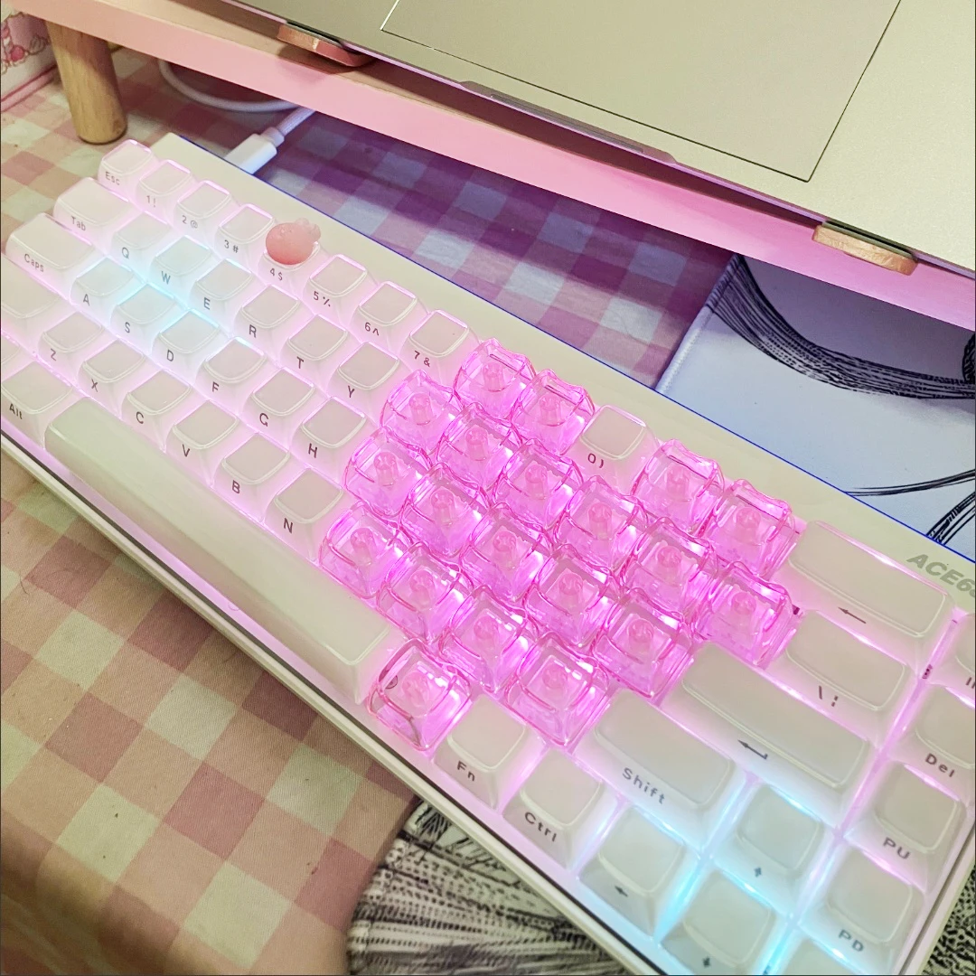 

Прозрачный колпачок MAO Cat Heart, 21 клавиша, без печати, индивидуальный набор колпачков для механической клавиатуры MX Switch