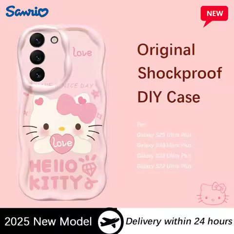 Hello Kitty Wave Case for Samsung Galaxy S25 S24 S23 S22 S21 Ultra Plus S20 FE A73 A72 A71 A56 A55 A54 5G A52 A52S A51 4G Cover