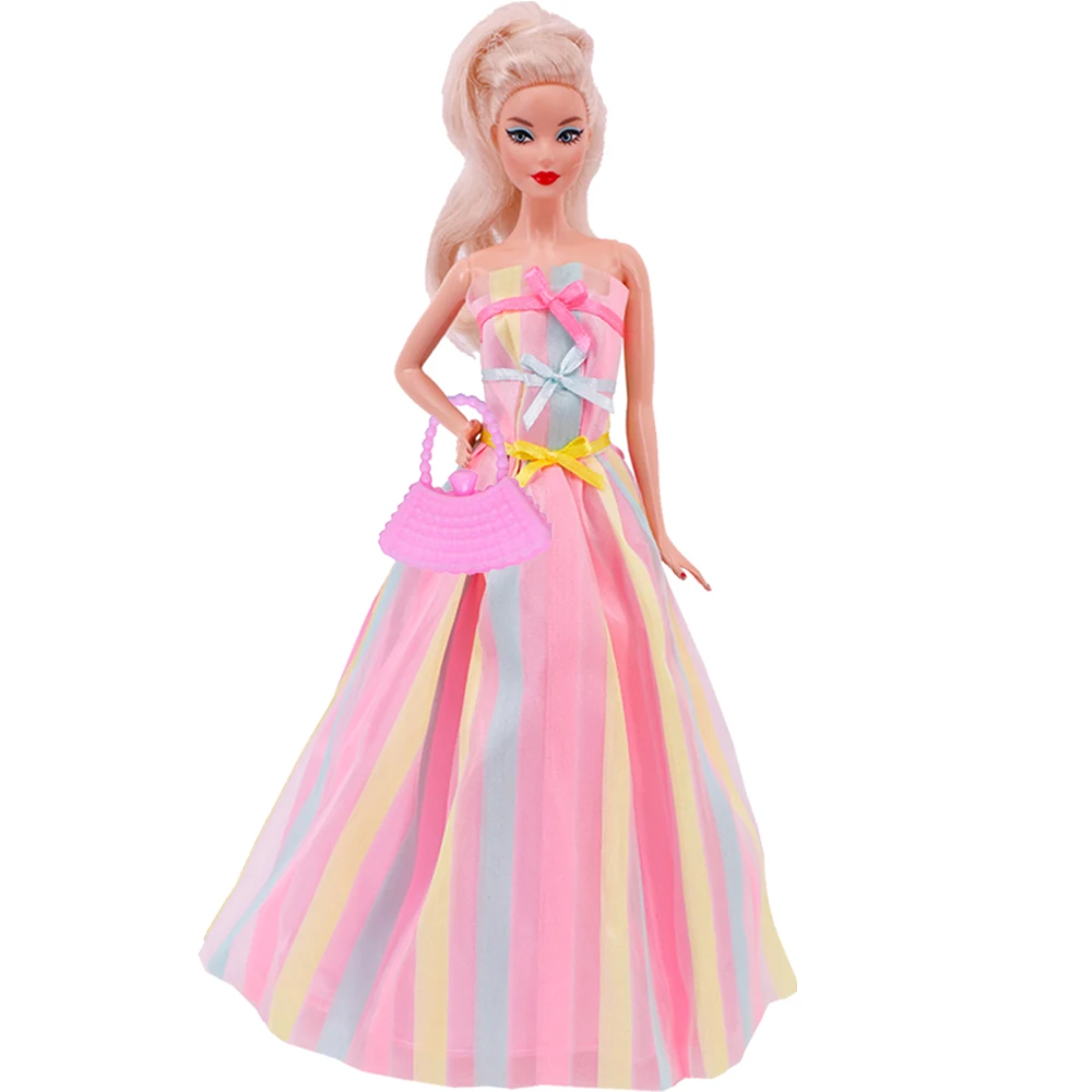 Barbies Doll Clothes Evening Grown Princess Skirt Sequin Long Dresses Suitable For 11.8inch  Doll Party Clothing Prom,Bag Gift