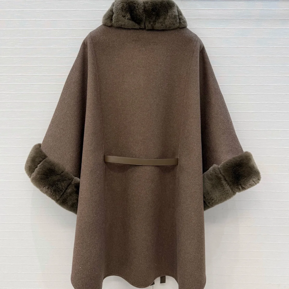 High Quality Women Stand Collar Cape Coat, Belted Batwing Sleeve Mid Length Outerwear, Fall Winter Loose Poncho Overcoat