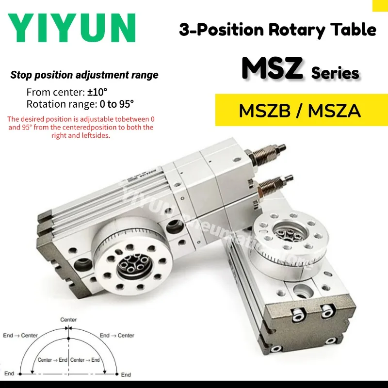 

MSZB10A MSZB20A MSZB30A MSZB50A MSZA10A MSZA20A MSZA30A MSZA50A YIYUN 3-Position Rotary Table MSZ Series Pneumatic tool